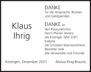 Anzeige von Klaus Ihrig von MGO