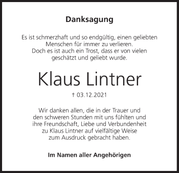 Anzeige von Klaus Lintner von MGO