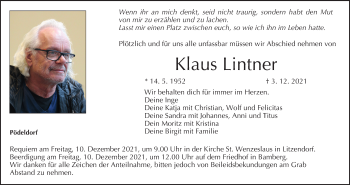 Anzeige von Klaus Lintner von MGO