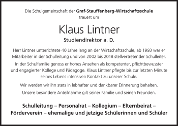 Anzeige von Klaus Lintner von MGO