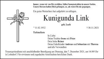 Anzeige von Kunigunda Link von MGO
