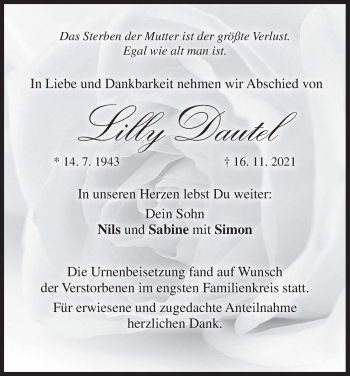 Anzeige von Lilly Dautel von MGO