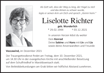 Anzeige von Liselotte Richter von MGO