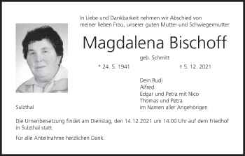 Anzeige von Magdalena Bischoff von MGO