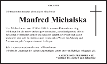 Anzeige von Manfred Michalska von MGO