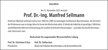 Anzeige von Manfred Seilmann von MGO