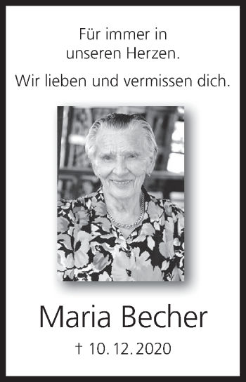 Anzeige von Maria Becher von MGO