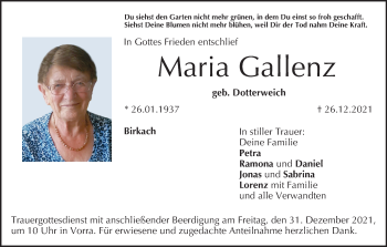 Anzeige von Maria Gallenz von MGO
