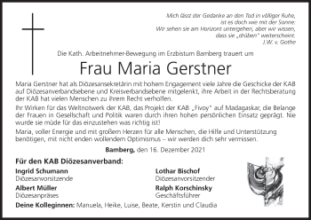Anzeige von Maria Gerstner von MGO