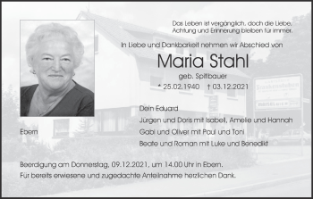 Anzeige von Maria Stahl von MGO
