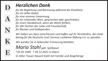 Anzeige von Maria Stahl von MGO