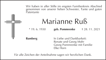 Anzeige von Marianne Ruß von MGO