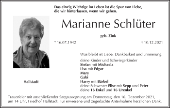 Anzeige von Marianne Schlüter von MGO