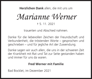 Anzeige von Marianne Werner von MGO