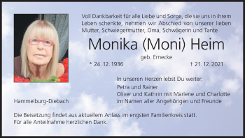 Anzeige von Monika Heim von MGO