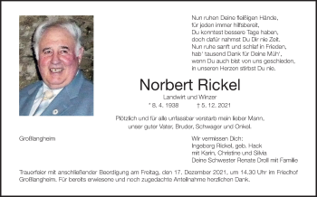 Anzeige von Norbert Rickel von MGO