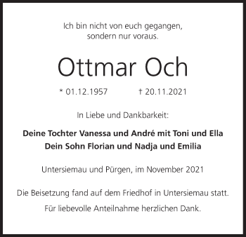 Anzeige von Ottmar Och von MGO