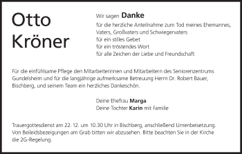 Anzeige von Otto Kröner von MGO
