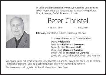 Anzeige von Peter Christel von MGO