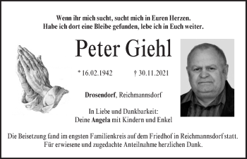 Anzeige von Peter Giehl von MGO