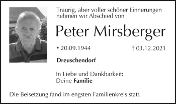 Anzeige von Peter Mirsberger von MGO