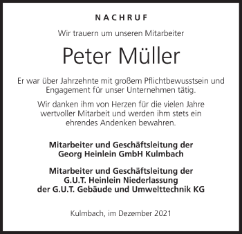 Anzeige von Peter Müller von MGO