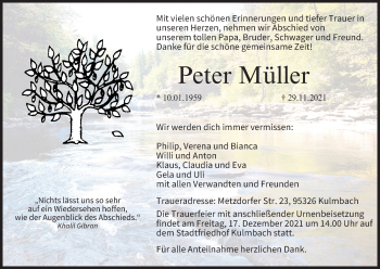 Anzeige von Peter Müller von MGO