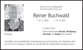 Anzeige von Reiner Buchwald von MGO