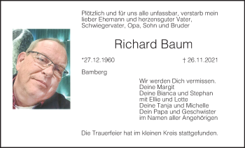 Anzeige von Richard Baum von MGO