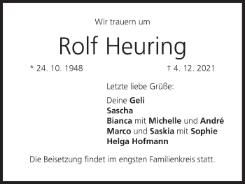 Anzeige von Rolf Heuring von MGO