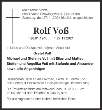 Anzeige von Rolf Voß von MGO