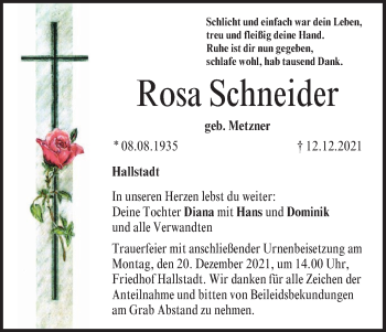 Anzeige von Rosa Schneider von MGO