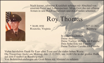 Anzeige von Roy Thomas von MGO