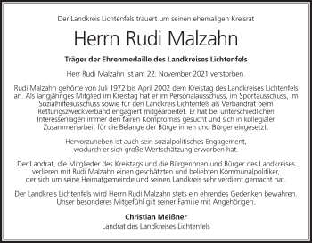Anzeige von Rudi Malzahn von MGO