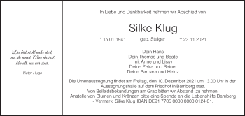 Anzeige von Silke Klug von MGO
