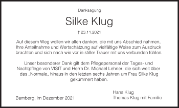 Anzeige von Silke Klug von MGO