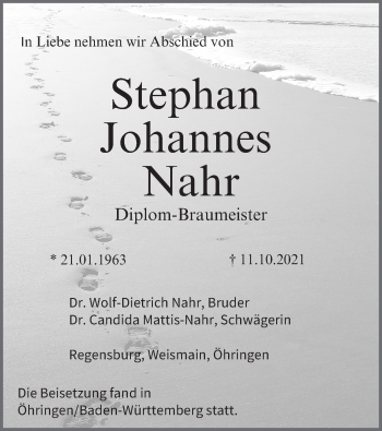 Anzeige von Stephan Johannes Nahr von MGO