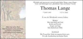 Anzeige von Thomas Lange von MGO