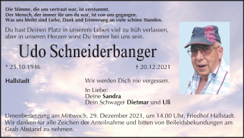 Anzeige von Udo Schneiderbanger von MGO