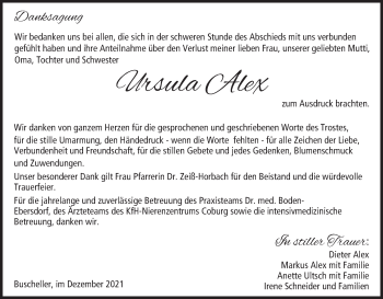 Anzeige von Ursula Alex von MGO