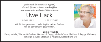 Anzeige von Uwe Hack von MGO