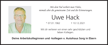 Anzeige von Uwe Hack von MGO
