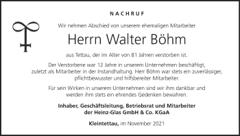 Anzeige von Walter Böhm von MGO
