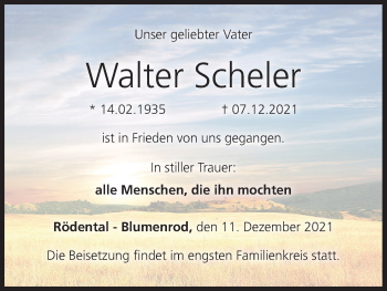 Anzeige von Walter Scheler von MGO