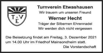 Anzeige von Werner Hecht von MGO