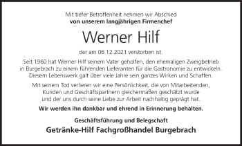 Anzeige von Werner Hilf von MGO
