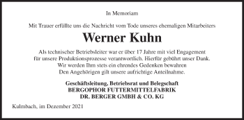 Anzeige von Werner Kuhn von MGO