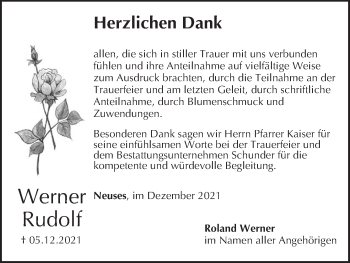 Anzeige von Werner Rudolf von MGO