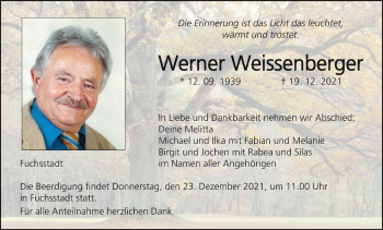 Anzeige von Werner Weissenberger von MGO
