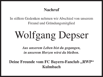 Anzeige von Wolfgang Depser von MGO